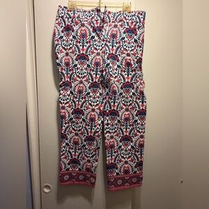 LOFT Red and Blue Paisley Jumpsuit